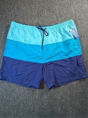 Boca Classics Bathing Suit Swim Trunks Blue-Toned Colorblock Men’s XXL NWT